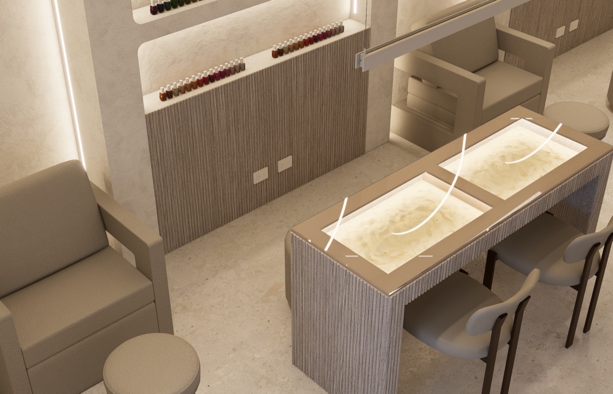 Mesa de manicura en el salón Nolina